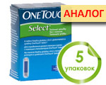 Тест-полоски ВанТач Селект №50 (OneTouch Select), 5 упаковок. Цена дженерика Диаконт 1 (Diacont 1)