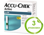 Тест-полоски Акку-Чек Актив №100 (Accu-Chek Active), 3 упаковки
