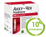 Тест-полоски Акку-Чек Перформа №100 (Accu-Chek Performa), 10 упаковок