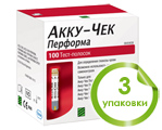 Тест-полоски Акку-Чек Перформа №100 (Accu-Chek Performa), 3 упаковки