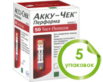 Тест-полоски Акку-Чек Перформа №50 (Accu-Chek Performa), 5 упаковок